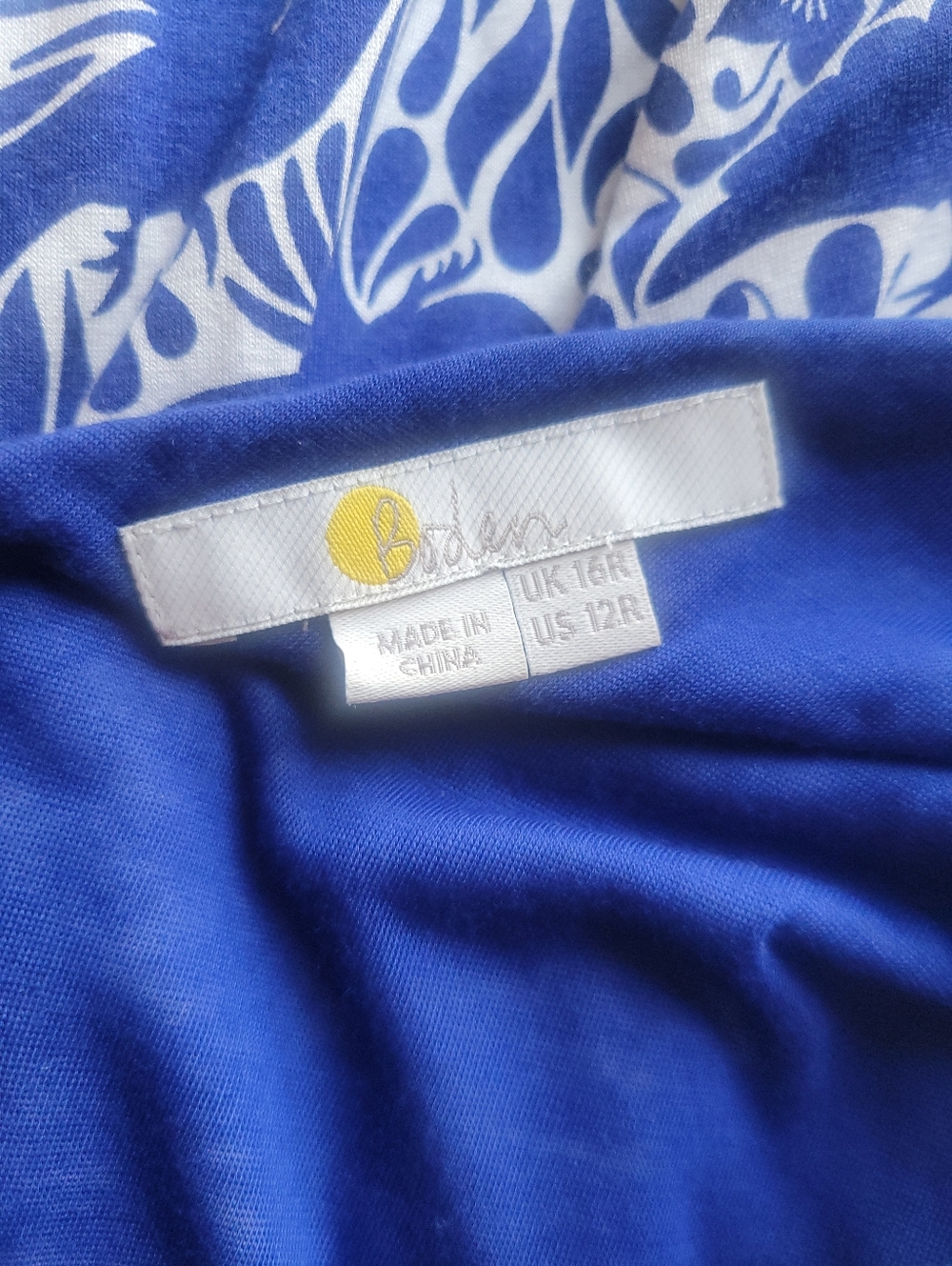 Boden Lorna Faux Wrap Jersey Dress Blue White Floral Midi Fit Coastal Summer 12 - Picture 10 of 11